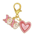 Gold Pink XOXO Layered Heart Enamel Lobster Clasp Charm view 5
