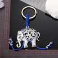 Silver Tone Elephant Blue Evil Eye Split Ring Keychain with Cord Tassels view 4