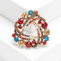 Swirl Wreath Brooch with Multicolor Crystal Clusters view 6