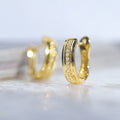 Gold Crystal Channel Huggie Hoop Earrings Polished view 3