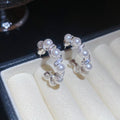 Silver Tone Pearl And Crystal C Hoop Stud Earrings view 6