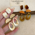 Cream Wood and Resin Teardrop Earrings Jewelry Accessory view 2