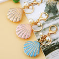 Jeweled Seashell Keychains in Three Colors with Pearl and Loop Options view 3
