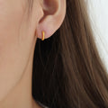 Gold Tone Plain Round Hoop Earrings Multiple Sizes Smooth Finish view 4