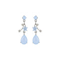 Silver Light Blue Resin Flower Teardrop Necklace Earrings Set view 5