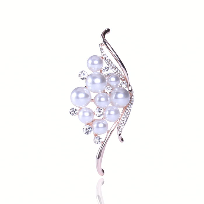Delicate Crystal Leaf Brooch in Pale Pink or Clear