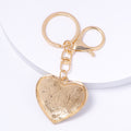 Rhinestone Heart Keychain Gold Tone Metal Bag Charm Pendant view 4