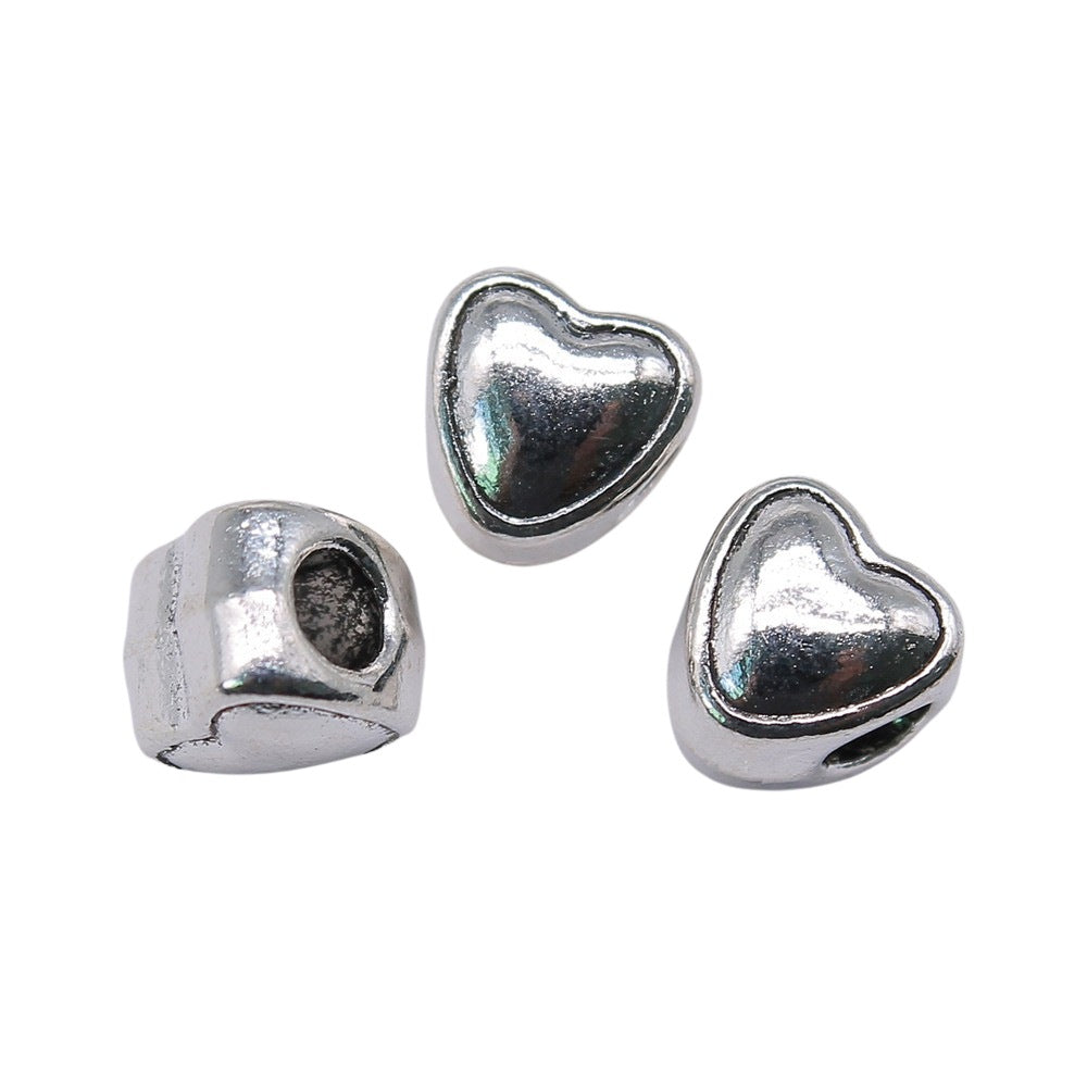 8x8x7mm 1.5g Multicolor Zinc Alloy Heart Large Hole Beads for DIY Bracelet Necklace Jewelry Making