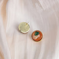 Miniature Floral Scene Round Gold Tone Stud Earrings view 4