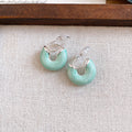 Two Tone Curved Clip On Earrings with Enamel Inlays view 7