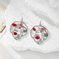 Silver Tone Abstract Face Pressed Flower Drop Earrings in Four Designs view 5