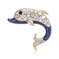 Enamel Crystal Dolphin Brooch Pink and Blue Gold Tone Metal view 5