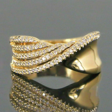 Sweeping Multi-Layer Clear Stone Wide Ring In Gold Tone