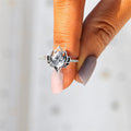 Openwork Lotus Frame Pear Stone Ring In Five Center Colors view 4