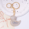 Rhinestone Duck Keychain Gold Metal Pink Yellow Clear view 6