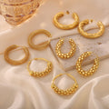 Gold Tone Textured Hoop Earrings Beaded Twisted Mesh Styles view 4