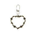 Barbed Wire Rose Heart Earrings and Clip Keychains in Three Finishes view 5