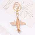 Rhinestone Airplane Keychain Gold Tone Metal Plane Charm view 4