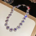 Purple Square Halo Crystal Necklace Bracelet And Earrings view 8