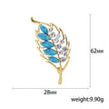 Turquoise Leaf Brooch with Clear Crystal Sprig for Jackets and Scarves view 5