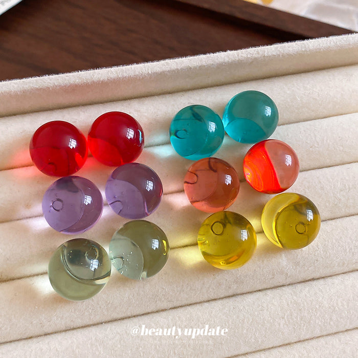 Translucent Round Stud Earrings in Six Candy Colors
