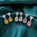 Heart And Cushion Two-Tier Drop Earrings In Three Stone Colors view 4