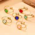 Gold Open Band Round Czech Glass Stone Rings Size Seven view 3