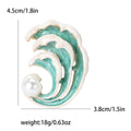 Enamel Ocean Wave Brooch with Pearl in Four Colors view 7