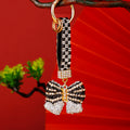 Striped Crystal Bow Keychains with Jeweled Wrist Straps in Five Colors view 10