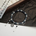 Gray Bead Medallion Pearl Look Charm Stretch Bracelet view 6