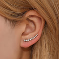 Silver Graduated Clear CZ Ear Climber Crawler Earrings view 2