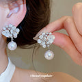 White Floral Pearl Earrings In Three Silhouettes Fashion Jewelry view 4