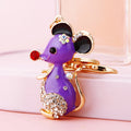 Jeweled Fortune Mouse Keychains in Pink Red Blue Purple and Assorted Colors view 9