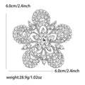 Gold Silver Openwork Crystal Flower Rhinestone Brooch view 7