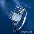 Silver Square Opal Stone Band Ring Multicolor Or Blue view 4