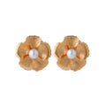 Sculpted Flower Pearl Look Statement Stud Earrings view 7