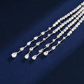 Silver Tone Five Strand Crystal Shoulder Tassel Tassel Metal Brooch Pin view 5