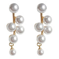 Gold White Pearl Cluster Drop Earrings Grape Stem Pair view 5