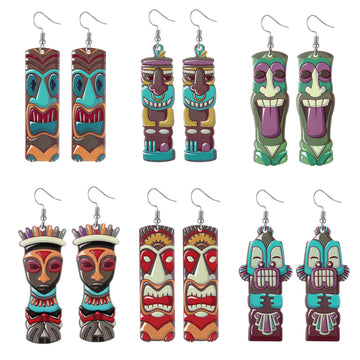 Colorful Printed Face Mask Hook Earrings in Six Designs