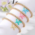 Gold Tone Beaded Balloon Dog Charm Stretch Bracelets view 2