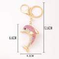 Rhinestone Dolphin Ocean Keychain Gold Tone Clasp Ring view 5