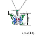 Silver Tone Multicolor Enamel Butterfly Necklace Ring Earrings view 4