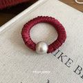 Burgundy Satin Scrunchie Hair Ties Four Style Pack view 4
