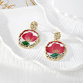 Gold Tone Round Birth-Flower Pressed Botanical Drop Earrings in Nineteen Designs view 12