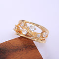 Gold Tone Layered Wave Ring with Scattered Clear Crystals view 4