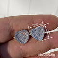 Silver Tone Heart Shaped Crystal Cluster Stud Earrings view 4