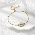 Gold Tone Peacock Feather Evil Eye Slider Bracelets in Nine Shapes view 9