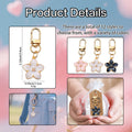 Gold Enamel Cherry Blossom Keychain Pink White Black view 4