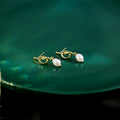 Gold Knot Baroque Pearl Drop Stud Earrings Two Styles view 2