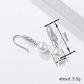 White Gold Teardrop CZ Hook Faux Pearl Drop Earrings view 4